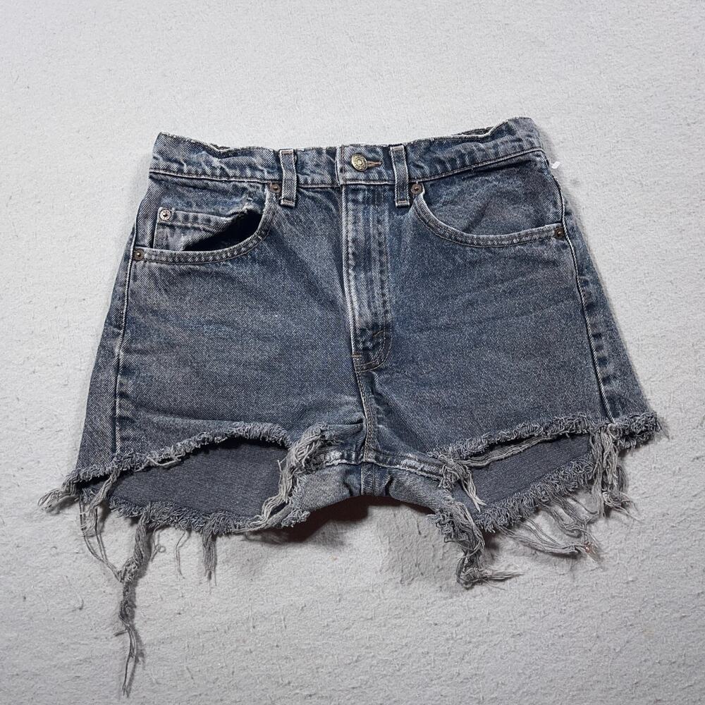 VTG Levi's 501 Shorts Women 28 Gray High Rise Button Fly Cutoff Distressed Denim